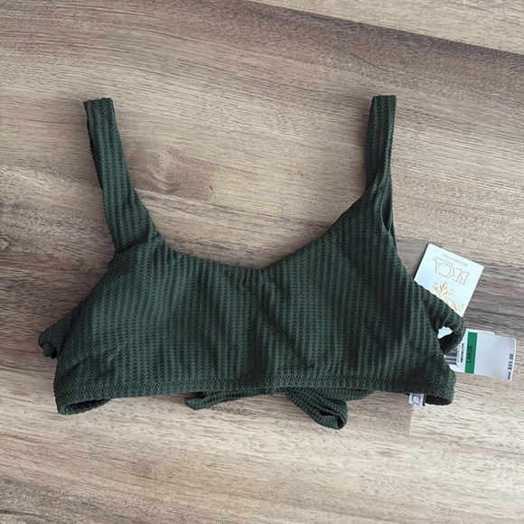 NWT BECCA VIRTUE Ribbed Bikini Swim Top Cactus Green Large - Picture 3 of 6